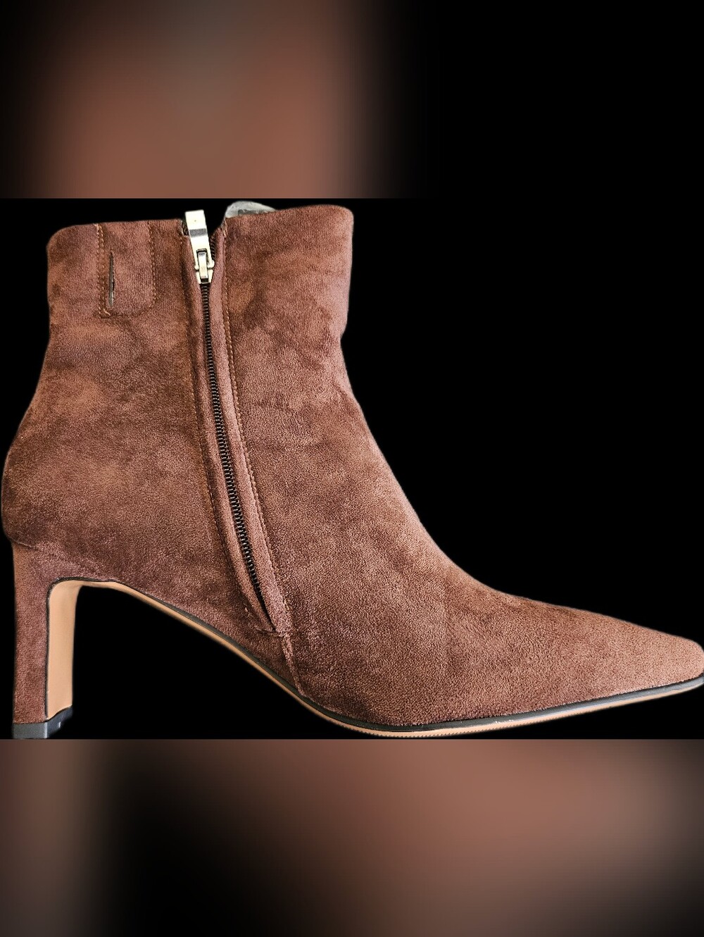Women's Suede Ankle Boot in Brown - Classic Zip Closure SIZE 9.5